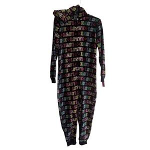 SO Women’s Love Heart Hooded Onesie Sleepwear Pajamas
